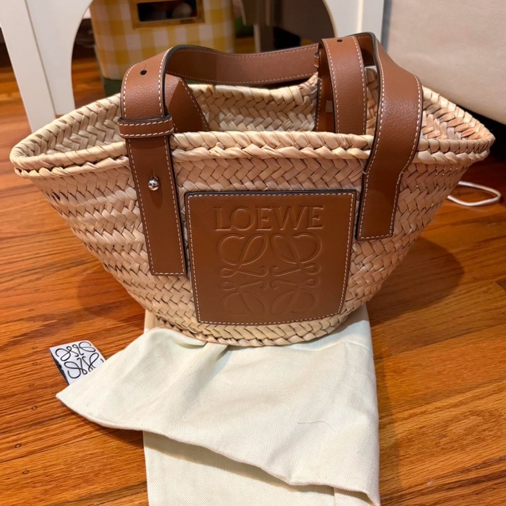 Loewe Tan Woven Tote Bag with Leather Accents